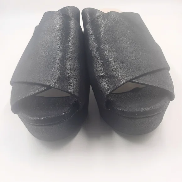 CHOCOLAT BLU CrissCross Platform Sandal Slide Black Shimmer NWOT Unworn 10 - Picture 13 of 14